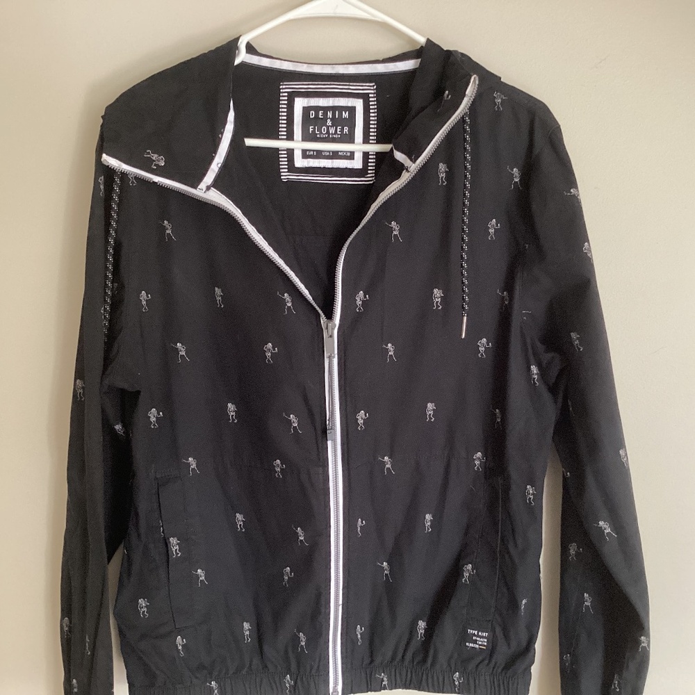 Ricky Singh Denim & Flower Skeleton lightweight hoodie jacket